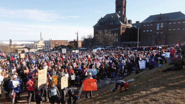  “The Several Hundred” protestors (according to most local media reports) rallying prior to the march to the Civic Center (March 24, 2018). My estimate was closer to 1,500.